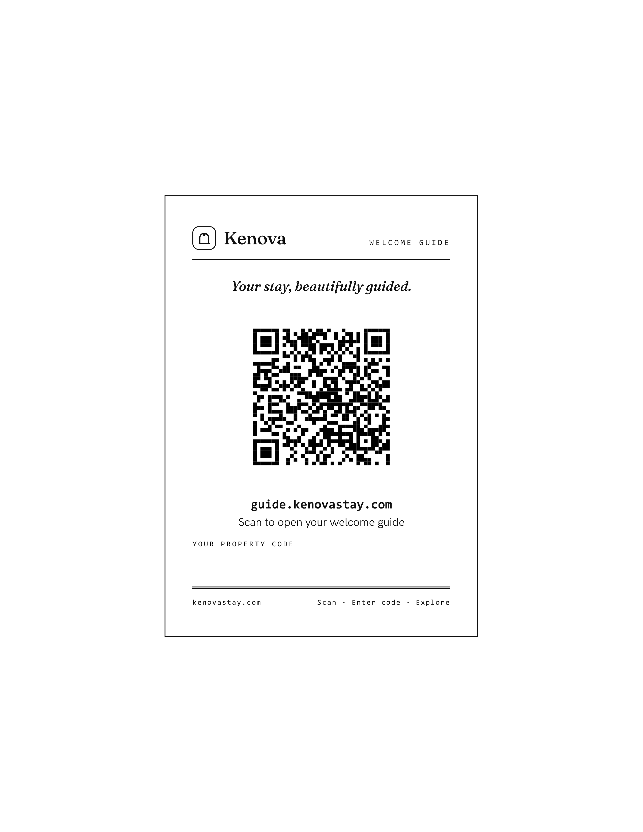 Kenova Welcome Card with QR code